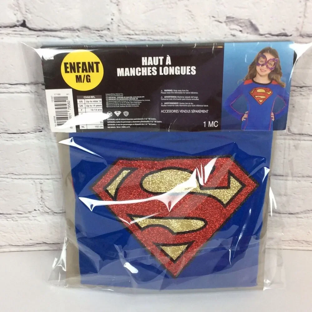 DC Superhero Girls Supergirl Costume Halloween Child's Size M/L Long Sleeve Top